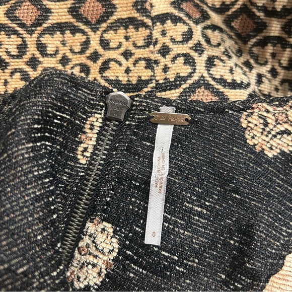 Free People Black and Tan Tapestry Sleeveless Fit and Flare Mini Dress, Size 0 - Picture 7 of 8